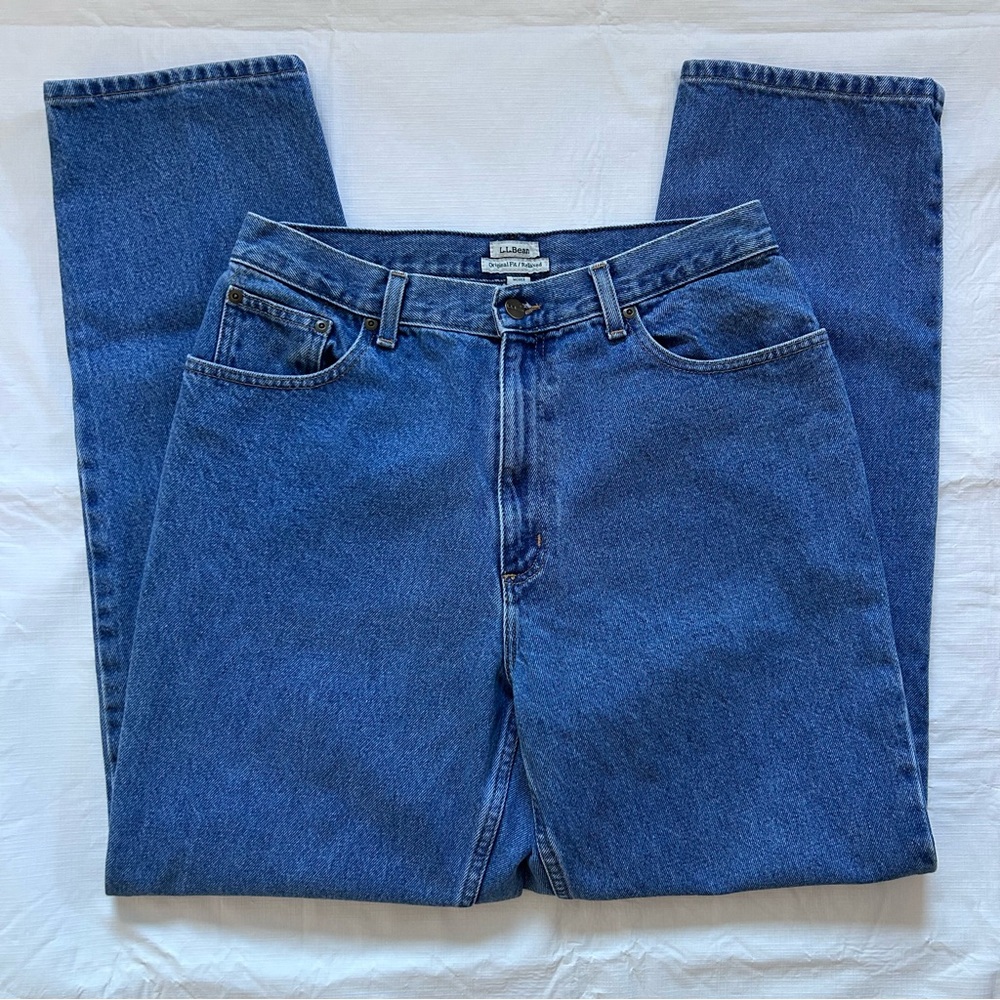 Vintage LL Bean Original Fit 100% CottonBlue Denim Mom Jeans Women's Size 12MT